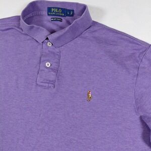 Polo Ralph Lauren‎ Mens L Purple Pima Soft Touch Short Sleeve Polo Shirt Flesh